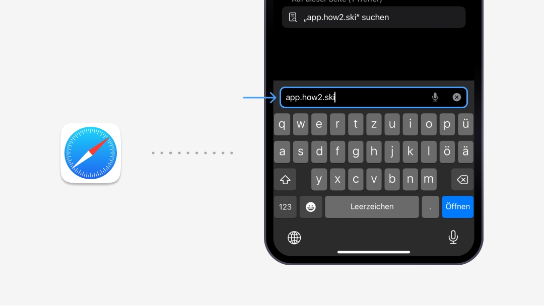 Screenshot der Safari-App mit geöffneter How2ski App